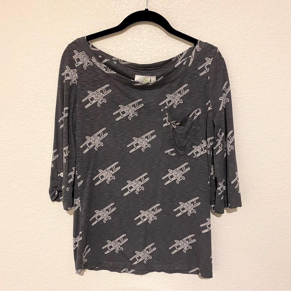 Anthropologie Porridge Airplane Printed Top Size XS